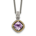 Sterling Silver Antiqued w/14k Pink Quartz Necklace
