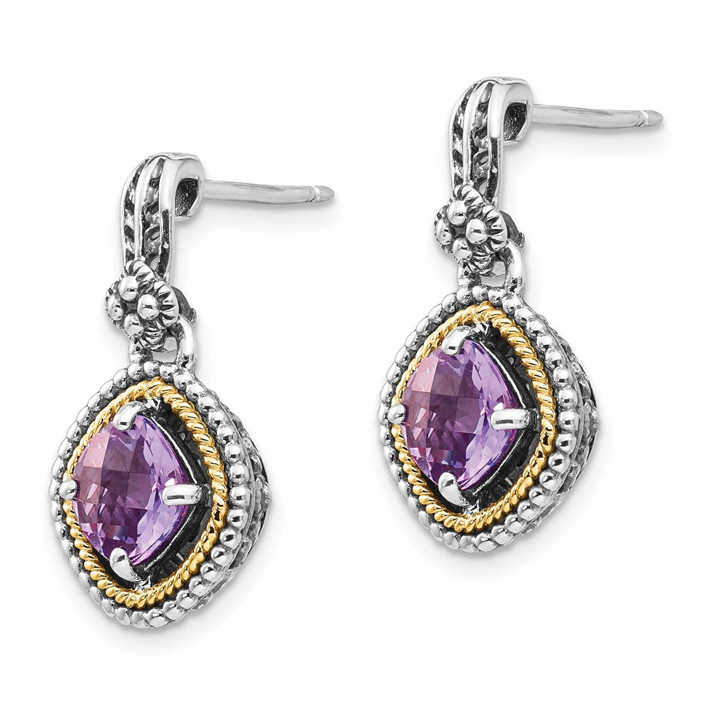 Sterling Silver Antiqued w/14k Amethyst Earrings