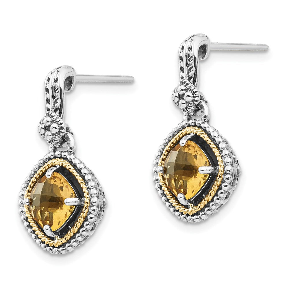 Sterling Silver Antiqued w/14k Citrine Earrings