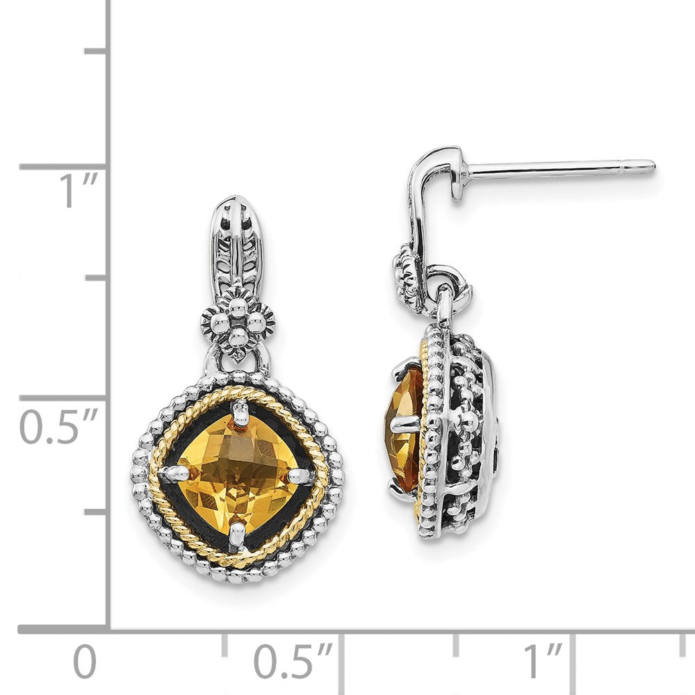Sterling Silver Antiqued w/14k Citrine Earrings
