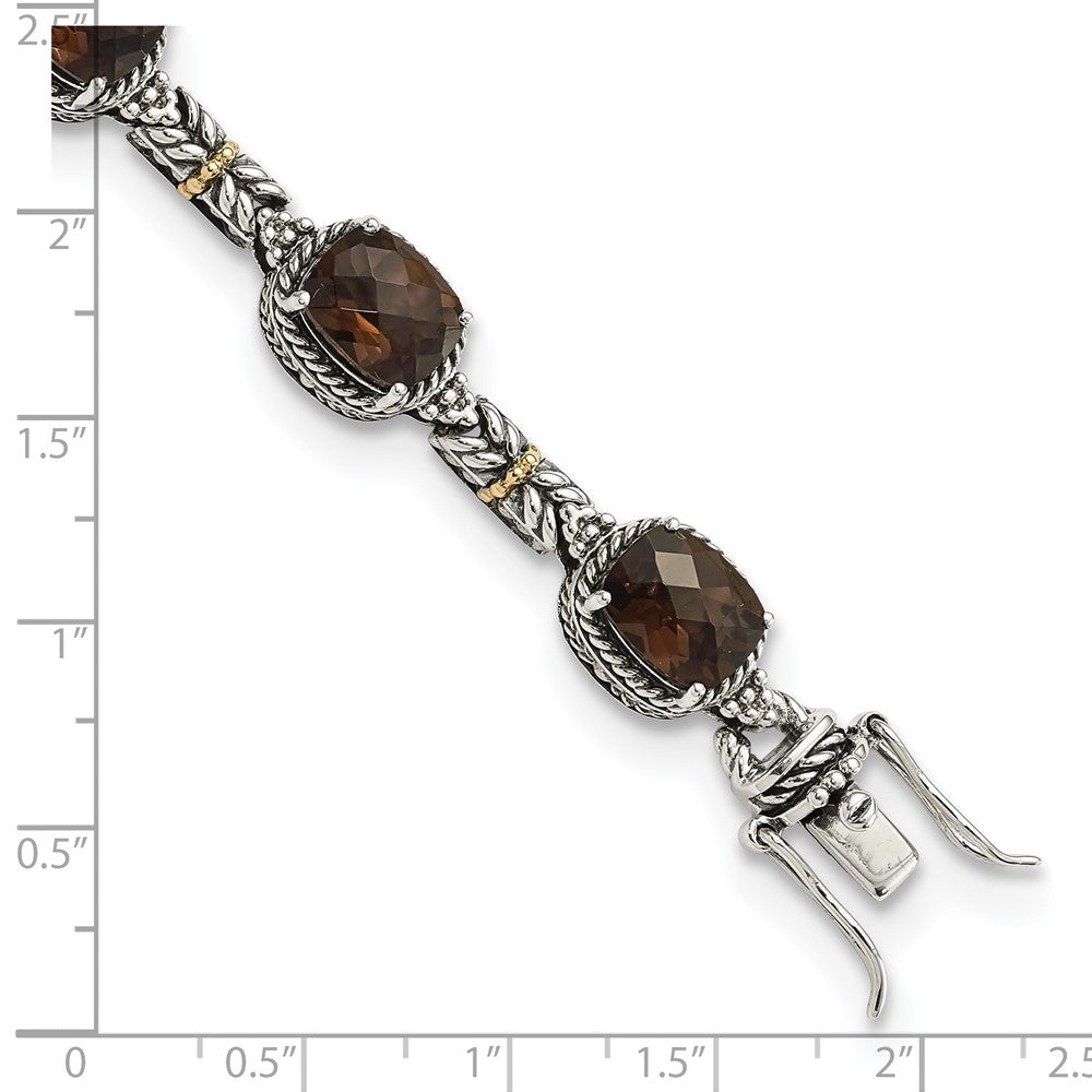 Sterling Silver Antiqued w/14k Smoky Quartz Bracelet