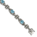 Sterling Silver Antiqued w/14k Swiss Blue Topaz Bracelet