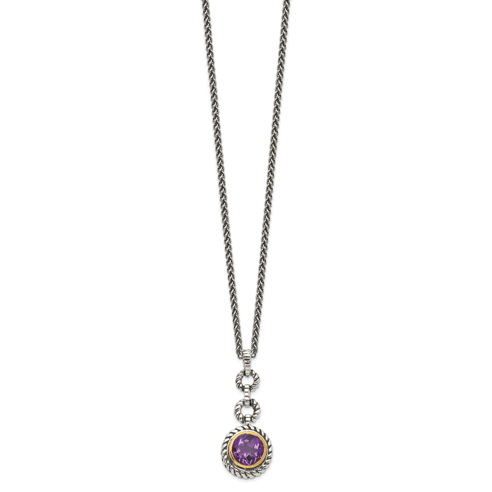 Sterling Silver w/Gold-tone Flash GP Amethyst Necklace
