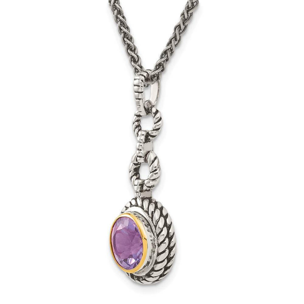 Sterling Silver w/Gold-tone Flash GP Amethyst Necklace