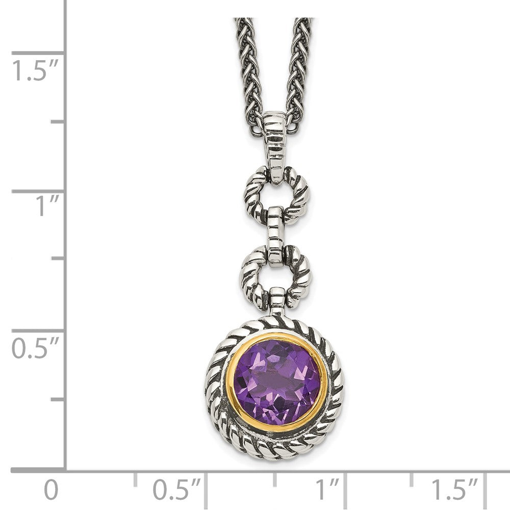 Sterling Silver w/Gold-tone Flash GP Amethyst Necklace