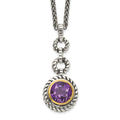 Sterling Silver w/Gold-tone Flash GP Amethyst Necklace