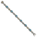 Sterling Silver Antiqued w/14k Swiss Blue Topaz Bracelet