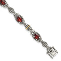 Sterling Silver Antiqued w/14k Oval Garnet Bracelet