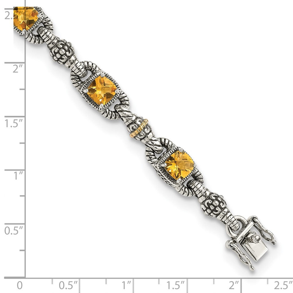 Sterling Silver Antiqued w/14k Citrine Bracelet