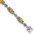 Sterling Silver Antiqued w/14k Citrine Bracelet