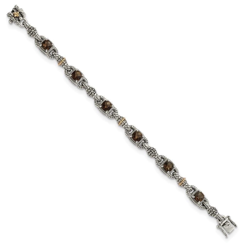 Sterling Silver Antiqued w/14k Smoky Quartz Bracelet