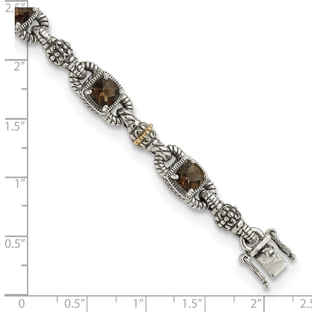 Sterling Silver Antiqued w/14k Smoky Quartz Bracelet