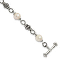 Sterling Silver Antiqued FW Cultured Pearl Bracelet
