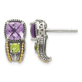 Sterling Silver Antiqued w/14k Amethyst & Peridot Earrings