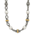 Sterling Silver Antiqued w/14k 8mm FW Cultured Pearl Necklace