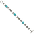 Sterling Silver Antiqued w/14k Reconstructed Turquoise Bracelet