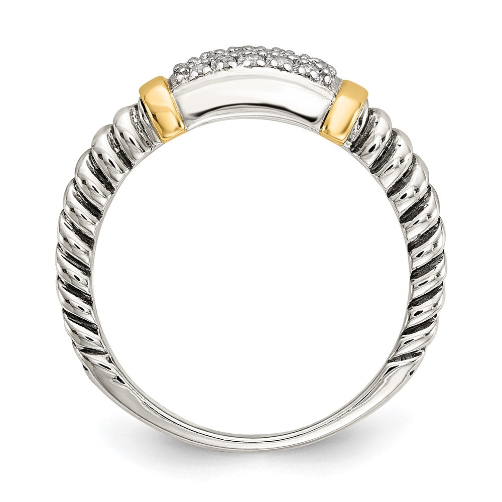 Sterling Silver Antiqued w/14k Diamond Ring