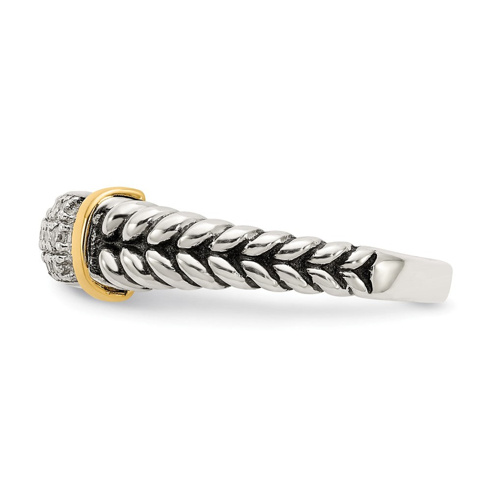 Sterling Silver Antiqued w/14k Diamond Ring