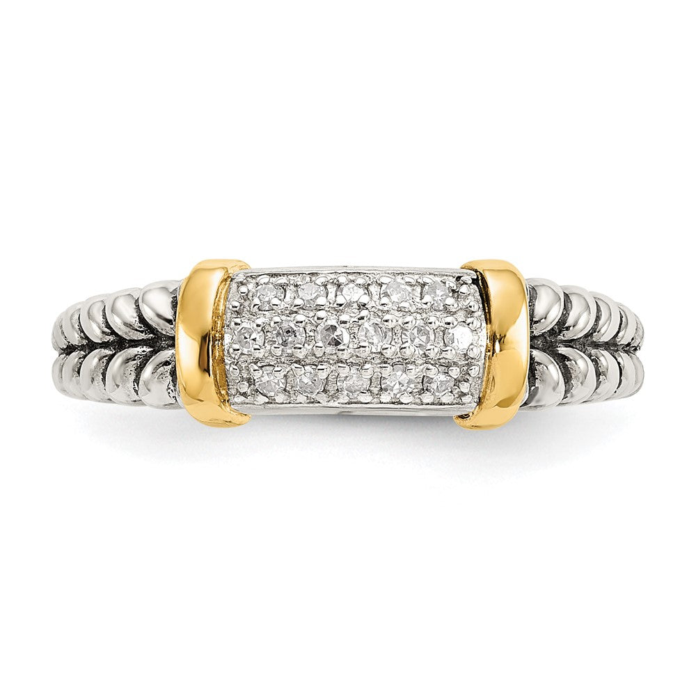 Sterling Silver Antiqued w/14k Diamond Ring