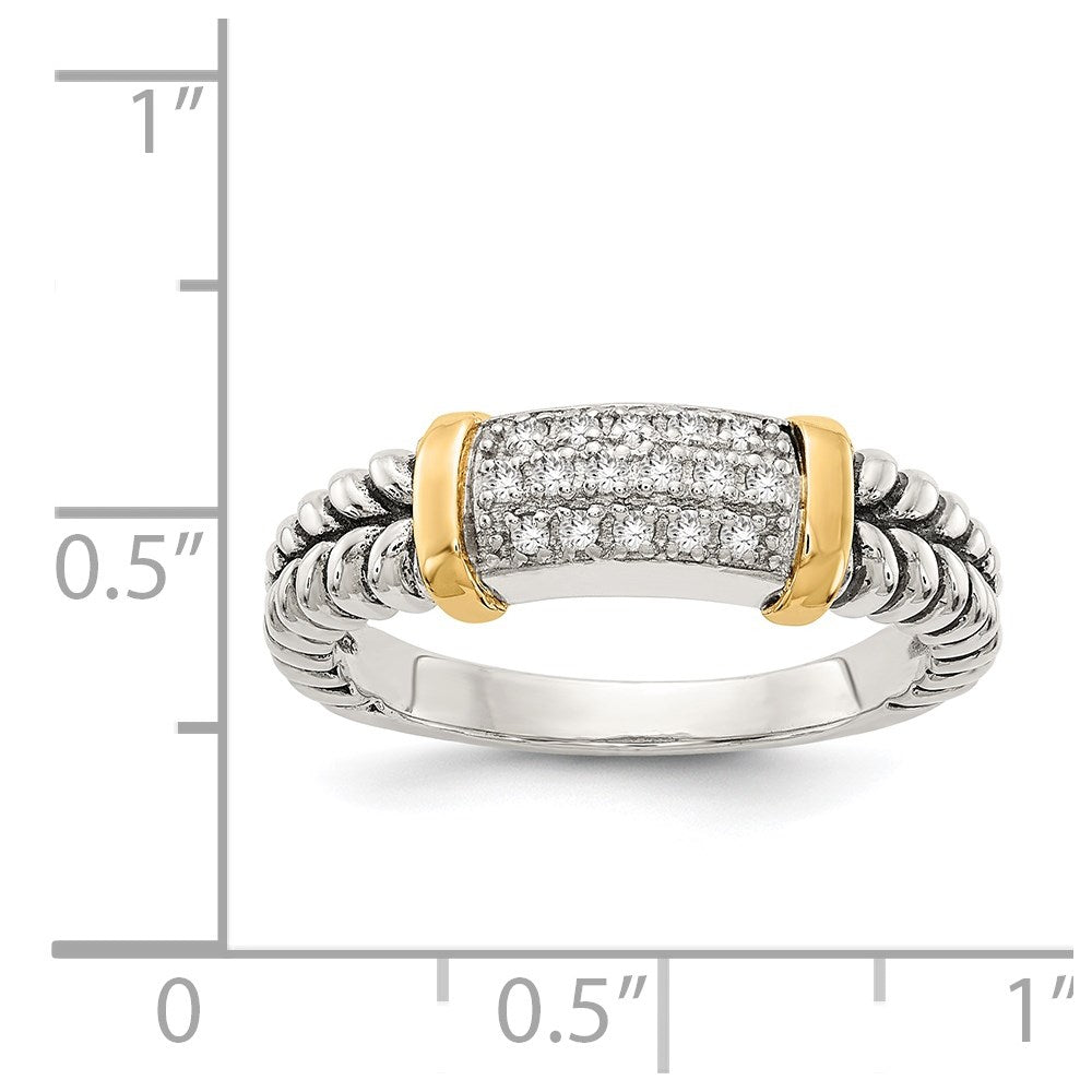 Sterling Silver Antiqued w/14k Diamond Ring