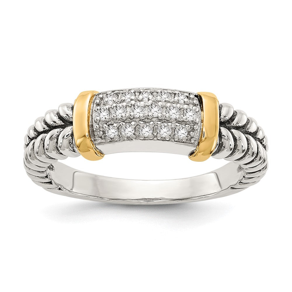 Sterling Silver Antiqued w/14k Diamond Ring