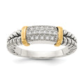 Sterling Silver Antiqued w/14k Diamond Ring