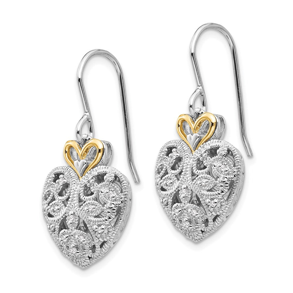 Sterling Silver Rhodium-plated w/14k Diamond Vintage Earrings