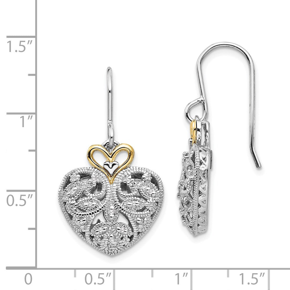 Sterling Silver Rhodium-plated w/14k Diamond Vintage Earrings