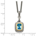 Sterling Silver Antiqued w/14k Swiss Blue Topaz Necklace