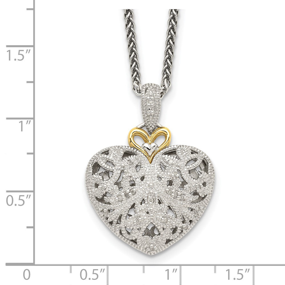 Sterling Silver Antiqued w/14k Diamond Vintage Necklace