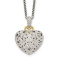 Sterling Silver Antiqued w/14k Diamond Vintage Necklace