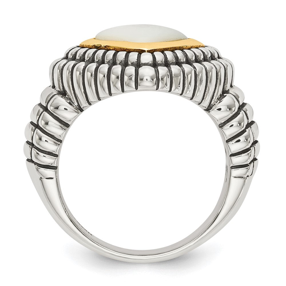 Sterling Silver Antiqued w/14k Mother of Pearl Ring
