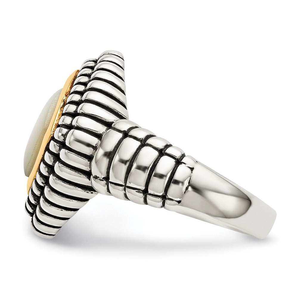 Sterling Silver Antiqued w/14k Mother of Pearl Ring
