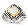 Sterling Silver Antiqued w/14k Mother of Pearl Ring