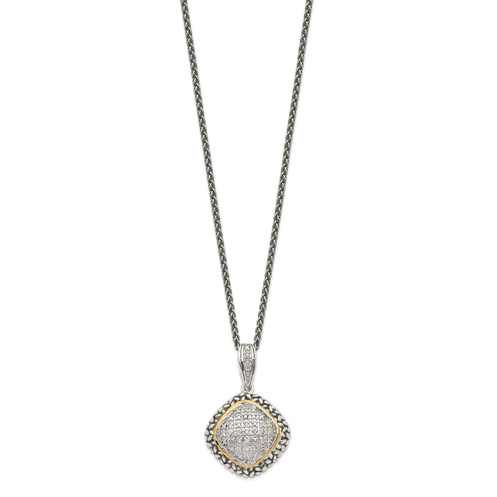 Sterling Silver Antiqued w/14k 1/10ct. Diamond 18in Necklace