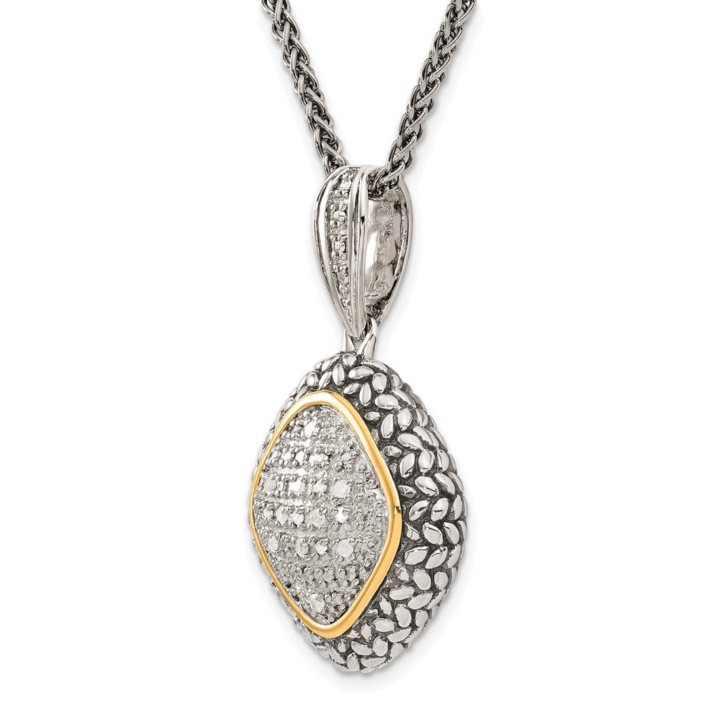 Sterling Silver Antiqued w/14k 1/10ct. Diamond 18in Necklace