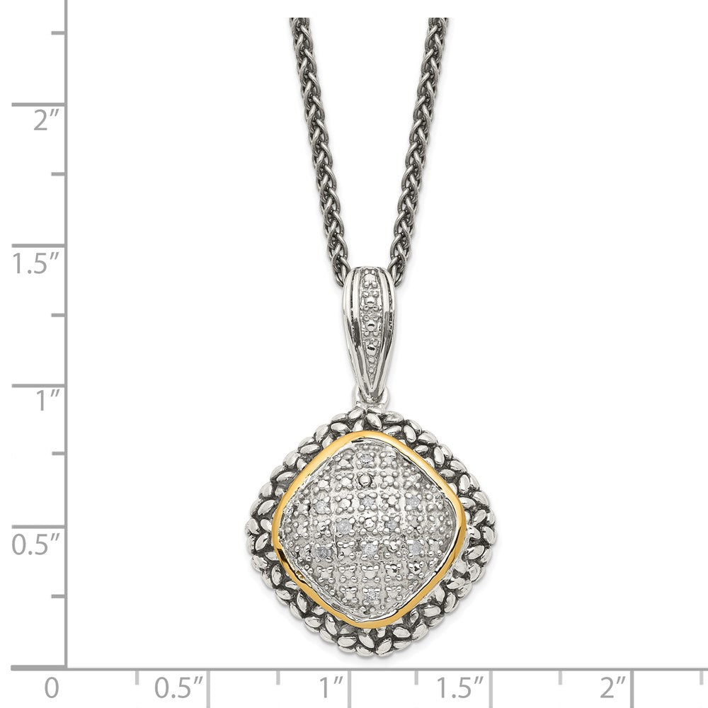 Sterling Silver Antiqued w/14k 1/10ct. Diamond 18in Necklace