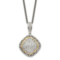 Sterling Silver Antiqued w/14k 1/10ct. Diamond 18in Necklace