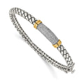 Sterling Silver Antiqued w/14k Diamond Bangle Bracelet