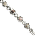 Sterling Silver Antiqued Pink/Black/White Mother of Pearl 7.75in Bracelet