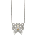 Sterling Silver Rhodium-plated w/14k Diamond Necklace