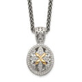Sterling Silver Antiqued w/14k Diamond Necklace