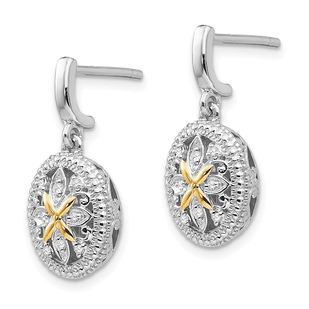 Sterling Silver Rhodium-plated w/14k Diamond Earrings