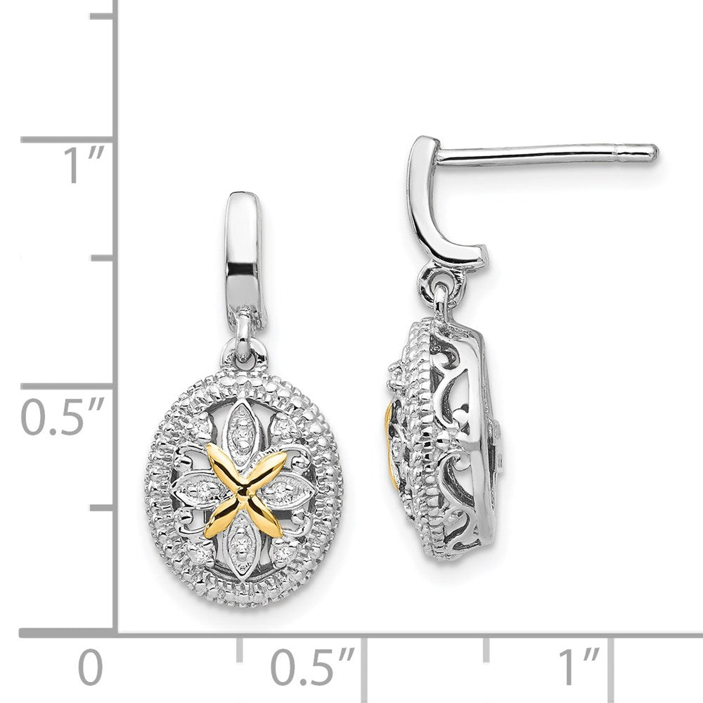 Sterling Silver Rhodium-plated w/14k Diamond Earrings