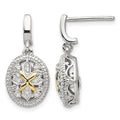 Sterling Silver Rhodium-plated w/14k Diamond Earrings