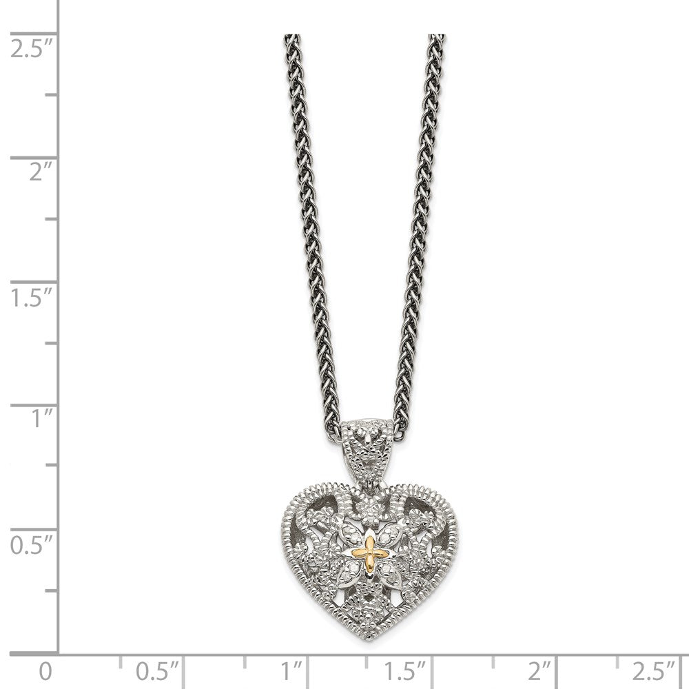 Sterling Silver Antiqued w/14k Diamond Necklace