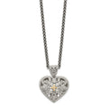 Sterling Silver Antiqued w/14k Diamond Necklace