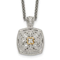 Sterling Silver Antiqued w/14k Diamond Necklace