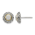 Sterling Silver Antiqued w/14k Diamond Earrings