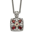 Sterling Silver Antiqued w/14k Diamond & Garnet Necklace